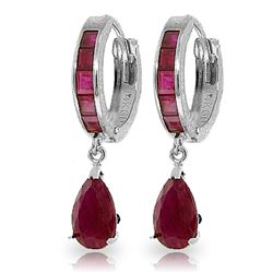 Genuine 4.8 ctw Ruby Earrings Jewelry 14KT White Gold - REF-71P5H