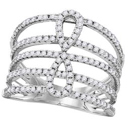 0.73 CTW Diamond Infinity Strand Open Ring 18KT White Gold - REF-142Y4X