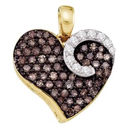 0.75 CTW Cognac-brown Color Diamond Heart Love Pendant 10KT Yellow Gold - REF-22W4K