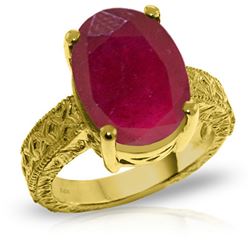 Genuine 8 ctw Ruby Ring Jewelry 14KT Yellow Gold - REF-165M4T