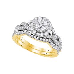 0.88 CTW Diamond Cluster Bridal Engagement Ring 14KT Yellow Gold - REF-97K4W