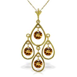Genuine 1.20 ctw Citrine Necklace Jewelry 14KT Yellow Gold - REF-30X7M