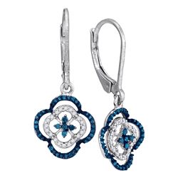 0.35 CTW Blue Color Diamond Dangle Earrings 10KT White Gold - REF-22W4K