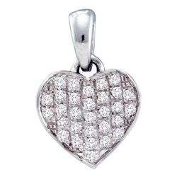 0.10 CTW Diamond Heart Love Pendant 10KT White Gold - REF-8M2H