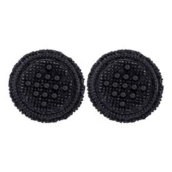 0.29 CTW Mens Black Color Diamond 3D Circle Cluster Earrings 10KT Black-tone Gold - REF-18W2K