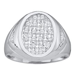 0.25 CTW Mens Diamond Oval Cluster Ring 14KT White Gold - REF-34F4N
