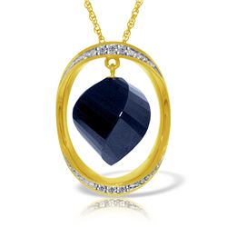 Genuine 15.35 ctw Sapphire & Diamond Necklace Jewelry 14KT Yellow Gold - REF-124F2Z