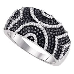 0.60 CTW Black Color Diamond Symmetrical Ring 10KT White Gold - REF-57K2W
