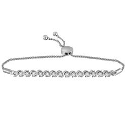 0.50 CTW Pave-set Diamond Single Row Bolo Bracelet 10KT White Gold - REF-89X9Y