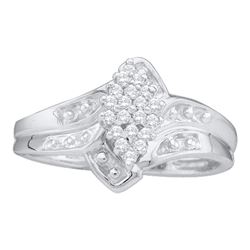 0.12 CTW Prong-set Diamond Oval Cluster Ring 14KT White Gold - REF-26W9K