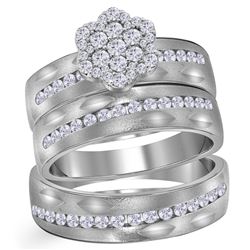 0.76 CTW His & Hers Diamond Matching Bridal Ring 14KT White Gold - REF-131N2F