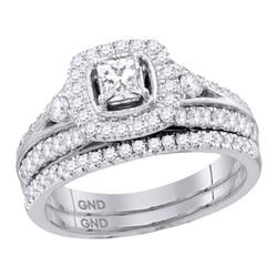 0.97 CTW Diamond Bridal Wedding Engagement Ring 14KT White Gold - REF-142W4K