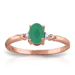 Genuine 0.51 ctw Emerald & Diamond Ring Jewelry 14KT Rose Gold - REF-30Z5N