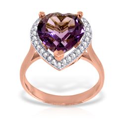 Genuine 3.24 ctw Amethyst & Diamond Ring Jewelry 14KT Rose Gold - REF-66M9T