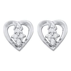 0.08 CTW Diamond Heart Stud Earrings 10KT White Gold - REF-9K7W