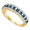 Image 1 : 0.50 CTW Blue Color Channel-set Diamond Ring 10KT Yellow Gold - REF-30K2W