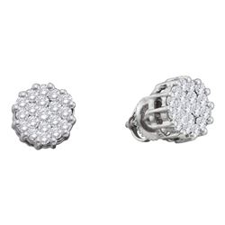 1 CTW Diamond Flower Screwback Earrings 14KT White Gold - REF-71H3M
