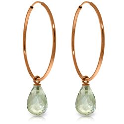 Genuine 4.5 ctw Green Amethyst Earrings Jewelry 14KT Rose Gold - REF-26Y2F