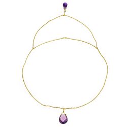 Genuine 7.5 ctw Amethyst Necklace Jewelry 14KT Yellow Gold - REF-56M4T