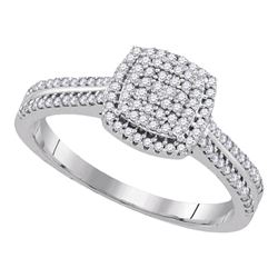 0.33 CTW Diamond Square Cluster Ring 10KT White Gold - REF-31N4F