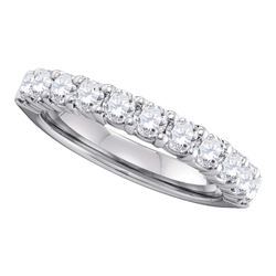 1 CTW Pave-set Diamond Wedding Ring 14KT White Gold - REF-134N9F