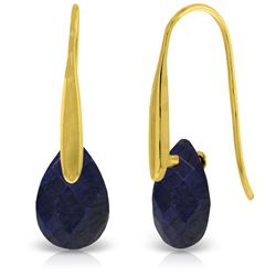 Genuine 8 ctw Sapphire Earrings Jewelry 14KT Yellow Gold - REF-47T4A