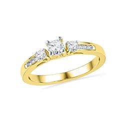 0.50 CTW Diamond 3-stone Bridal Engagement Ring 10KT Yellow Gold - REF-57Y2X
