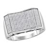 Image 1 : 0.59 CTW Mens Pave-set Diamond Rectangle Convex Cluster Ring 10KT White Gold - REF-82M4H