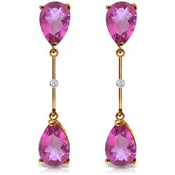 Genuine 7.01 ctw Pink Topaz & Diamond Earrings Jewelry 14KT Rose Gold - REF-33F8Z