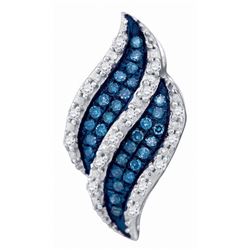 0.10 CTW Blue Color Diamond Cluster Pendant 10KT White Gold - REF-14K9W