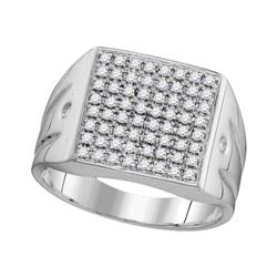 0.51 CTW Mens Diamond Polished Square Cluster Ring 10KT White Gold - REF-44W9K