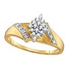 Image 1 : 0.11 CTW Diamond Cluster Ring 10KT Yellow Gold - REF-14W9K