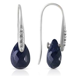 Genuine 8.06 ctw Sapphire & Diamond Earrings Jewelry 14KT White Gold - REF-60P3H