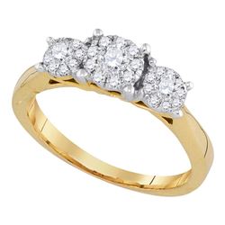 0.50 CTW Flower Cluster Diamond Bridal Wedding Engagement Ring 14k Yellow Gold - REF-67N4F