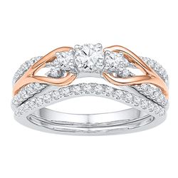 0.63 CTW Diamond Knot Bridal Wedding Engagement Ring 14KT Two-tone Gold - REF-59X9Y