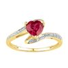 Image 1 : 1.01 CTW Heart Created Ruby Solitaire Diamond Ring 10KT Yellow Gold - REF-13H4M