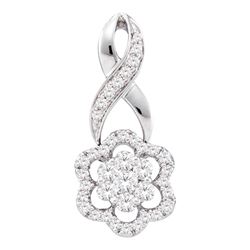 0.50 CTW Diamond Flower Cluster Pendant 14KT White Gold - REF-52Y4X