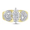 Image 2 : 0.12 CTW Diamond Oval Cluster Love Heart Ring 10KT Two-tone Gold - REF-18Y2X