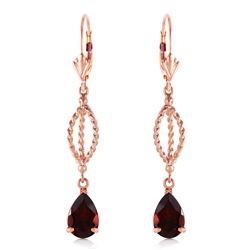 Genuine 3 ctw Garnet Earrings Jewelry 14KT Rose Gold - REF-45F5Z