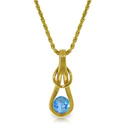 Genuine 0.65 ctw Blue Topaz Necklace Jewelry 14KT Yellow Gold - REF-73F7Z
