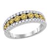 Image 1 : 0.50 CTW Yellow Color Diamond Parallel Ring 14KT White Gold - REF-59F9N