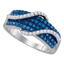 0.68 CTW Blue Color Diamond Wrap-aStrand Ring 10KT White Gold - REF-52N4F
