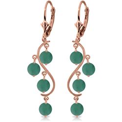 Genuine 4 ctw Emerald Earrings Jewelry 14KT Rose Gold - REF-76W6Y