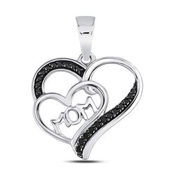 0.1 CTW Black & White Diamond Pendant 10KT White Gold - REF-12X2K