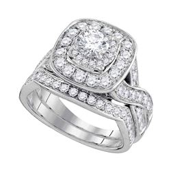1.97 CTW Diamond Halo Bridal Engagement Ring 14KT White Gold - REF-302X9Y