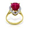 Image 1 : Genuine 5.51 ctw Ruby & Diamond Ring Jewelry 14KT Yellow Gold - REF-103W8Y