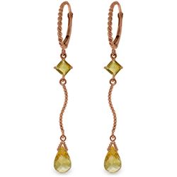 Genuine 3.5 ctw Citrine Earrings Jewelry 14KT Rose Gold - REF-33Y8F