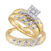 Image 1 : 0.13 CTW His & Hers Diamond Cluster Matching Bridal Ring 10KT Yellow Gold - REF-34X4Y
