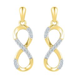 0.10 CTW Diamond Infinity Dangle Screwback Earrings 10KT Yellow Gold - REF-14Y9X