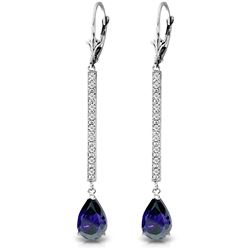 Genuine 3.6 ctw Sapphire & Diamond Earrings Jewelry 14KT White Gold - REF-70Z3N